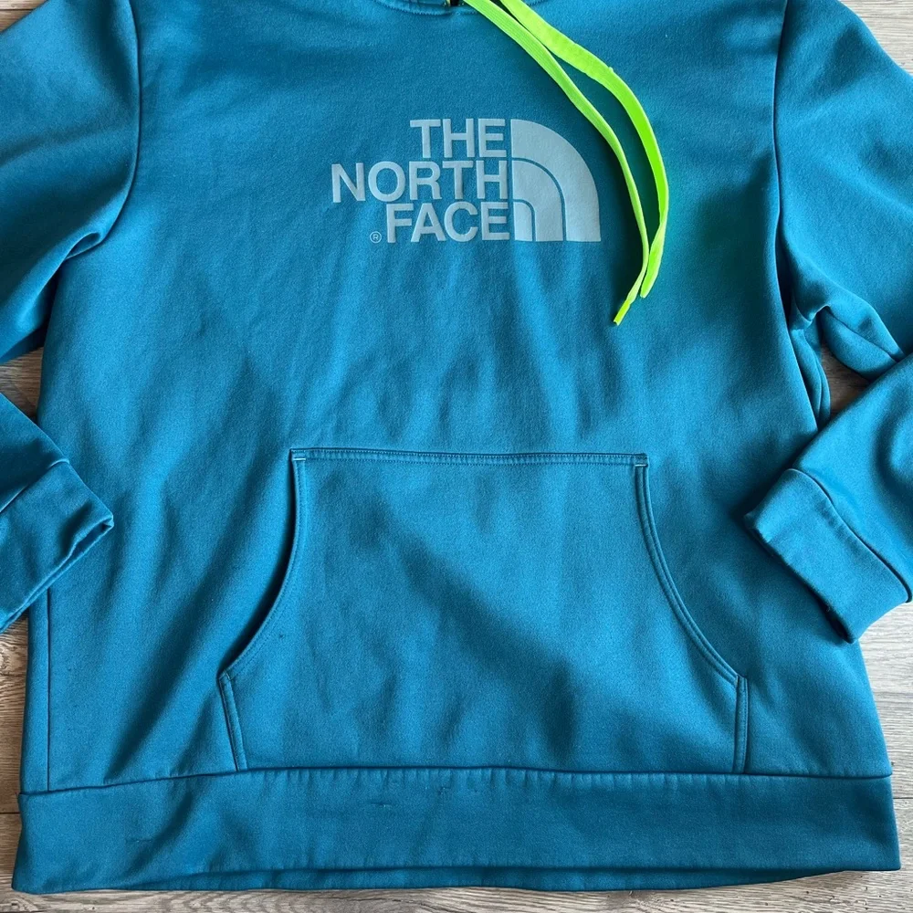 The North Face Men’s Hooded Sweatshirt Drawstring Kangaroo Pocket Teal Green XL